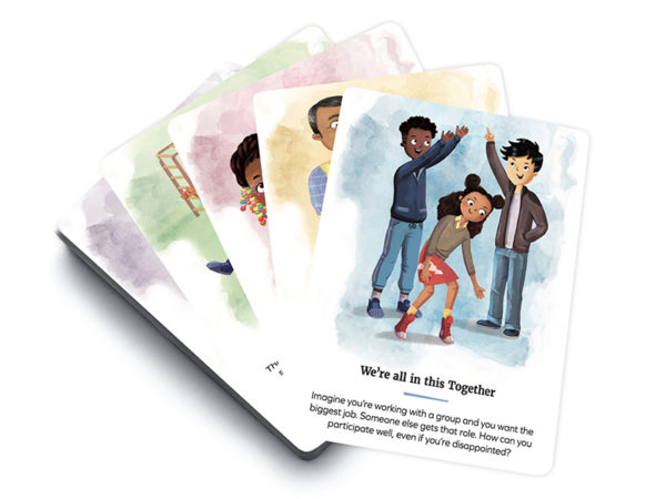 five cards with pictures