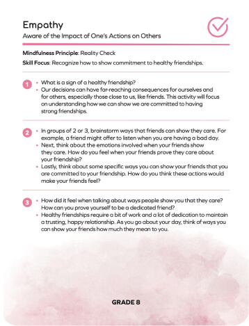 Empathy page from the book