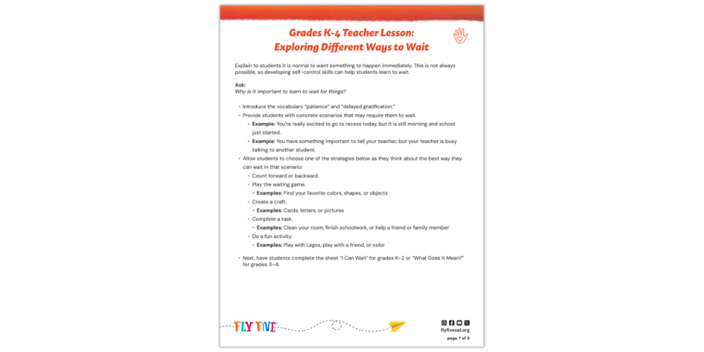 K-4 Teacher Lesson: Exploring Different Ways to Wait - Fly Five